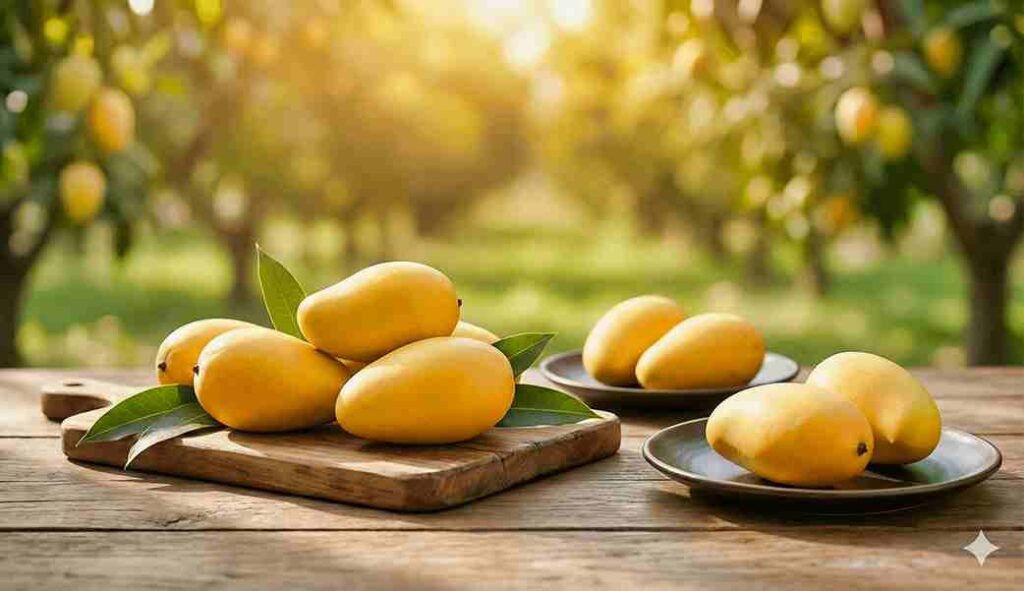 Artistic illustration of Mango Pakistan National Fruit with Pakistan map and mango tree