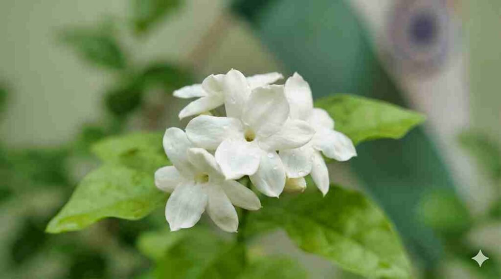 Illustration of jasmine flower with Pakistan’s colors representing Pakistan’s national flower jasmine