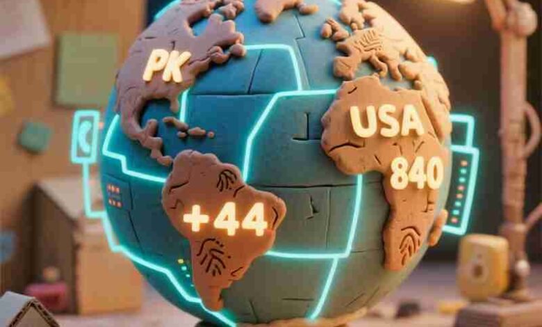 A digital world map displaying alphabet and digit country codes for all nations, symbolizing global communication and international standardization.