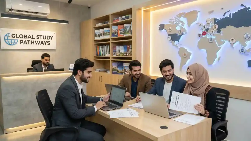 Pakistani students holding scholarship acceptance letters, representing the best scholarships for Pakistani students in 2025 and global study opportunities.