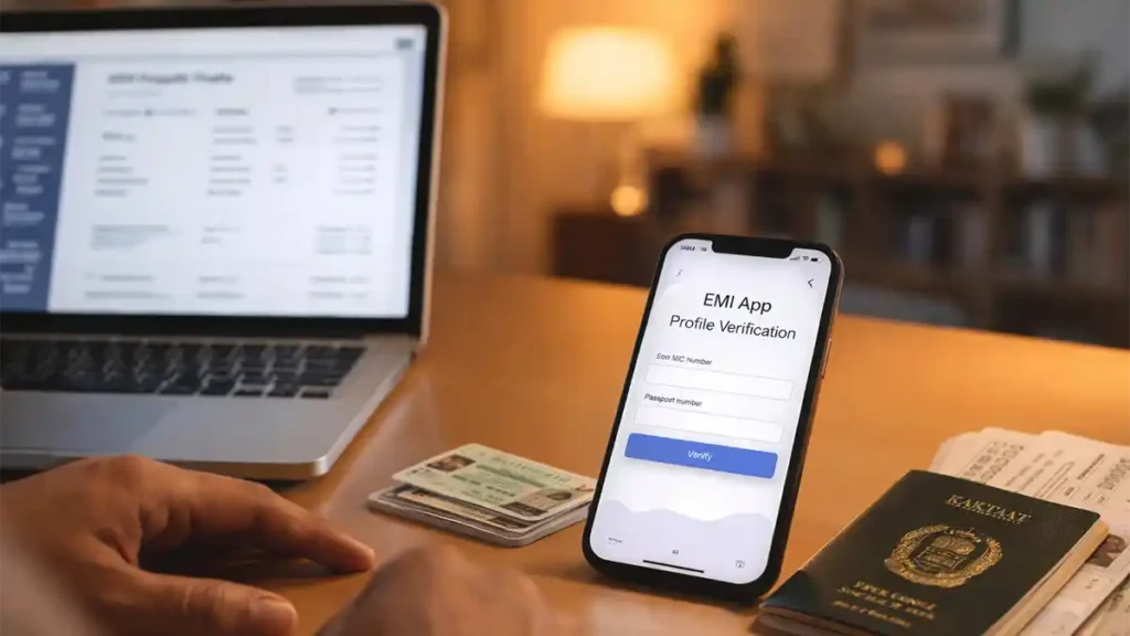EMI App Profile Verification Before Travel (Home Desk Setup)