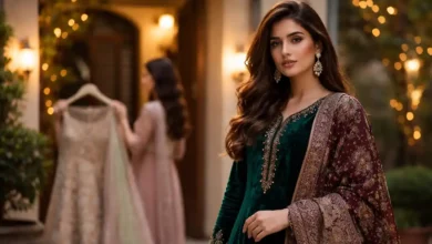 Pakistan fashion trends with velvet winter formal styling and wedding season details