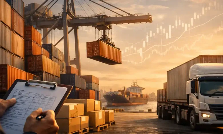 Currency exchange desk scene illustrating Pakistan imports and USD to PKR exchange rate movements